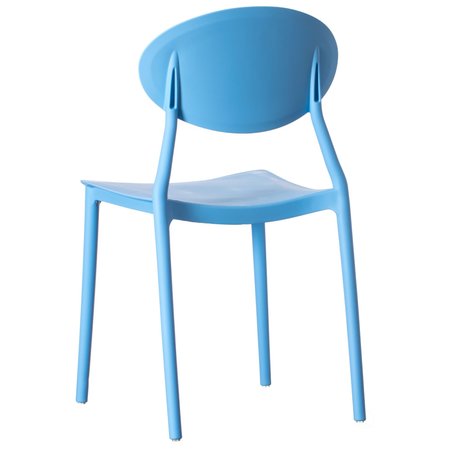 Fabulaxe Modern Plastic Outdoor Dining Chair with Open Oval Back Design, Blue, PK 4 QI004226.BL.4